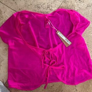 SKIMS Hot Pink Tie-Front Top